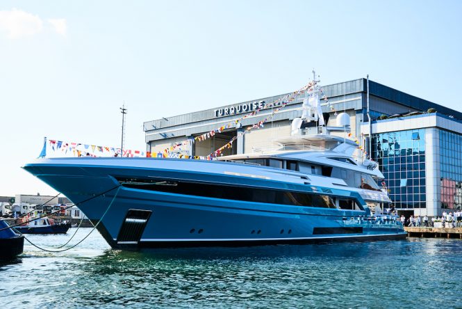 53m superyacht JEWELS by Turquoise Yachts hits water in great style!
