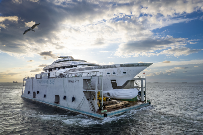 Turquoise Yachts’ luxury yacht PROJECT TORO transferred to Pendik shipyard for outfitting