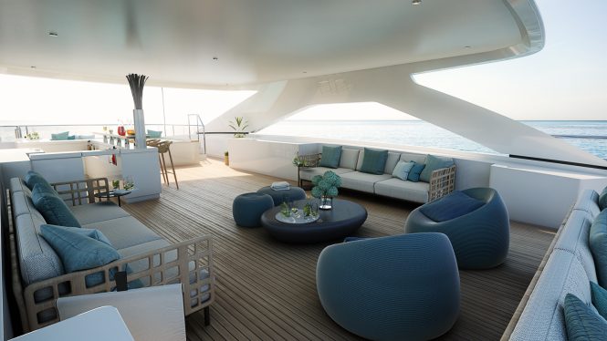 sun deck bar and lounging area