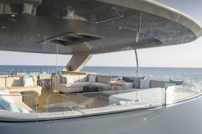 Flybridge seating and relaxation area - Photo © Guillaume Plisson