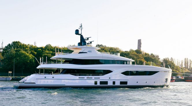 On a cold winters day in Poland Conrad Shipyard christens 44m super yacht ACE