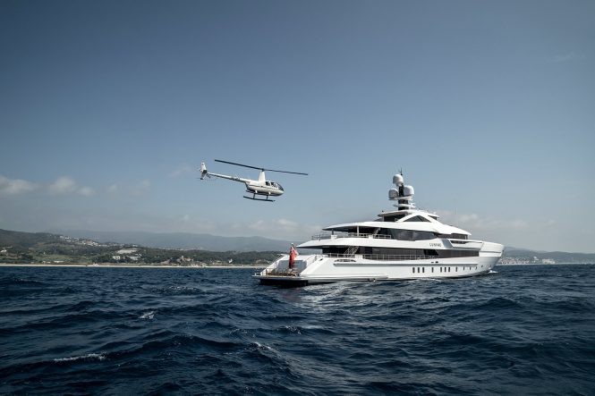 Board by helicopter