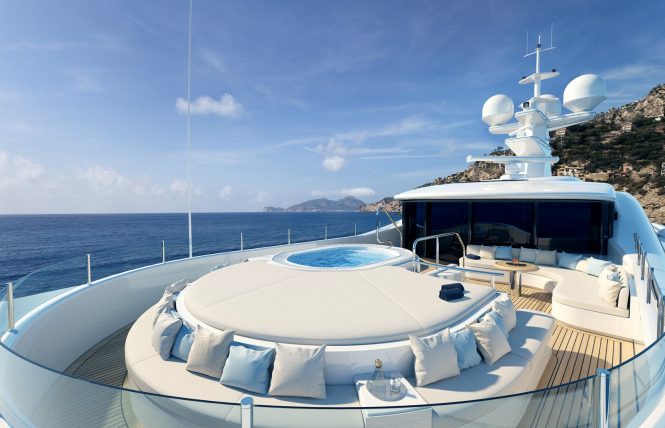 On board sunbathing and jacuzzi