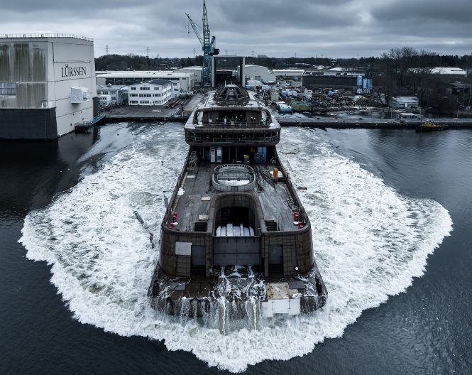 Exciting new 114m Mega Yacht Project COSMOS launched by Lurssen shipyard in Germany