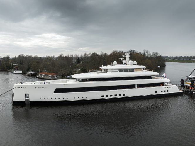 67m Feadship mega yacht PROJECT 823 hits the water