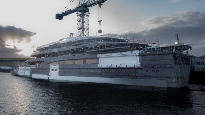 Technical launch of 130m superyacht PROJECT DEEP BLUE from Lurssen