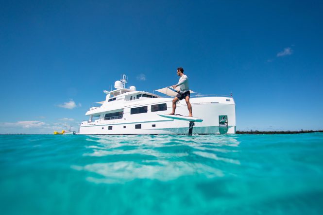 Stylish motor yacht CURFEW II available for charter in the Bahamas