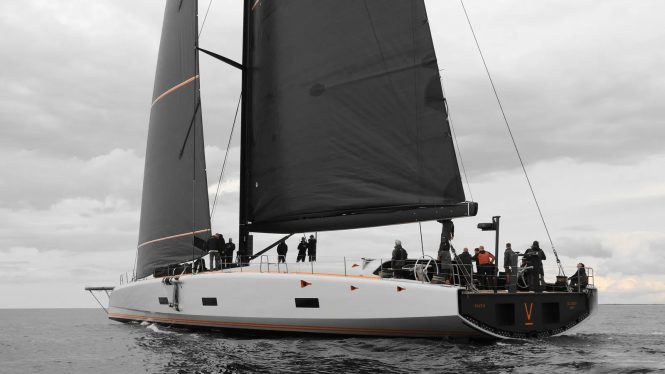 34m foil-assisted Baltic 111 sailing yacht RAVEN begins sea trials.
