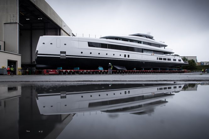 82m mega yacht Project CALI launched by German shipyard Lurssen