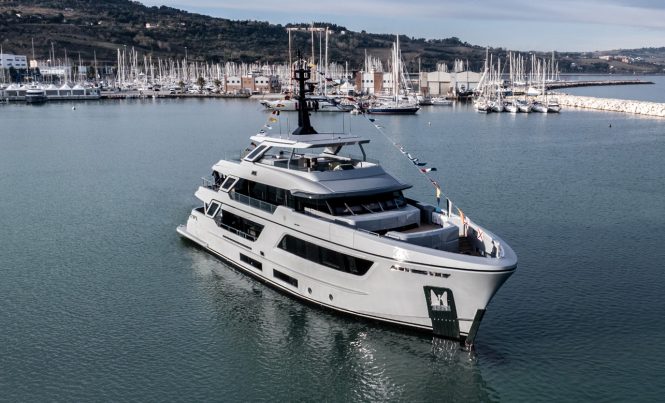 Paszkowski-designed motor yacht PAZIENZA – RJ 115 hits water at Cantiere delle Marche