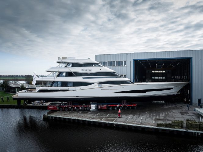 Royal Huisman motor yacht PROJECT 406 – the world’s largest sport fish yacht – leaves the construction hall