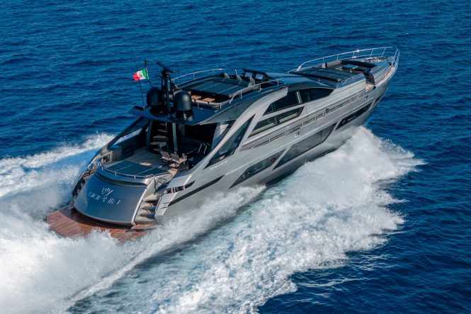 State of the art 28m Pershing motor yacht SOPHIA for charter in Italy