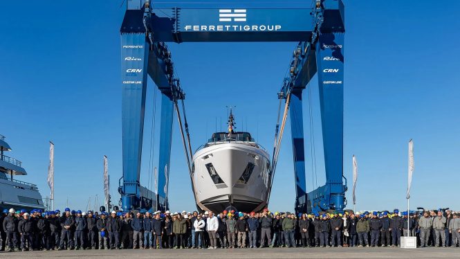 Custom Line launches 42m superyacht NIMIR from their facility in Ancona, Italy