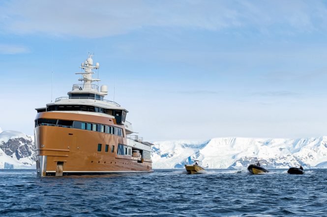 77m explorer yacht LA DATCHA ready for guests looking for an adventure-filled charter vacation around the world