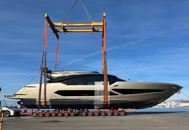 30m striking motor yacht HULL 198 is launched by AB Yachts