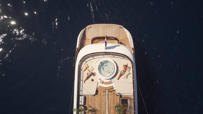 Sunbathing aboard Anima Maris in Croatia