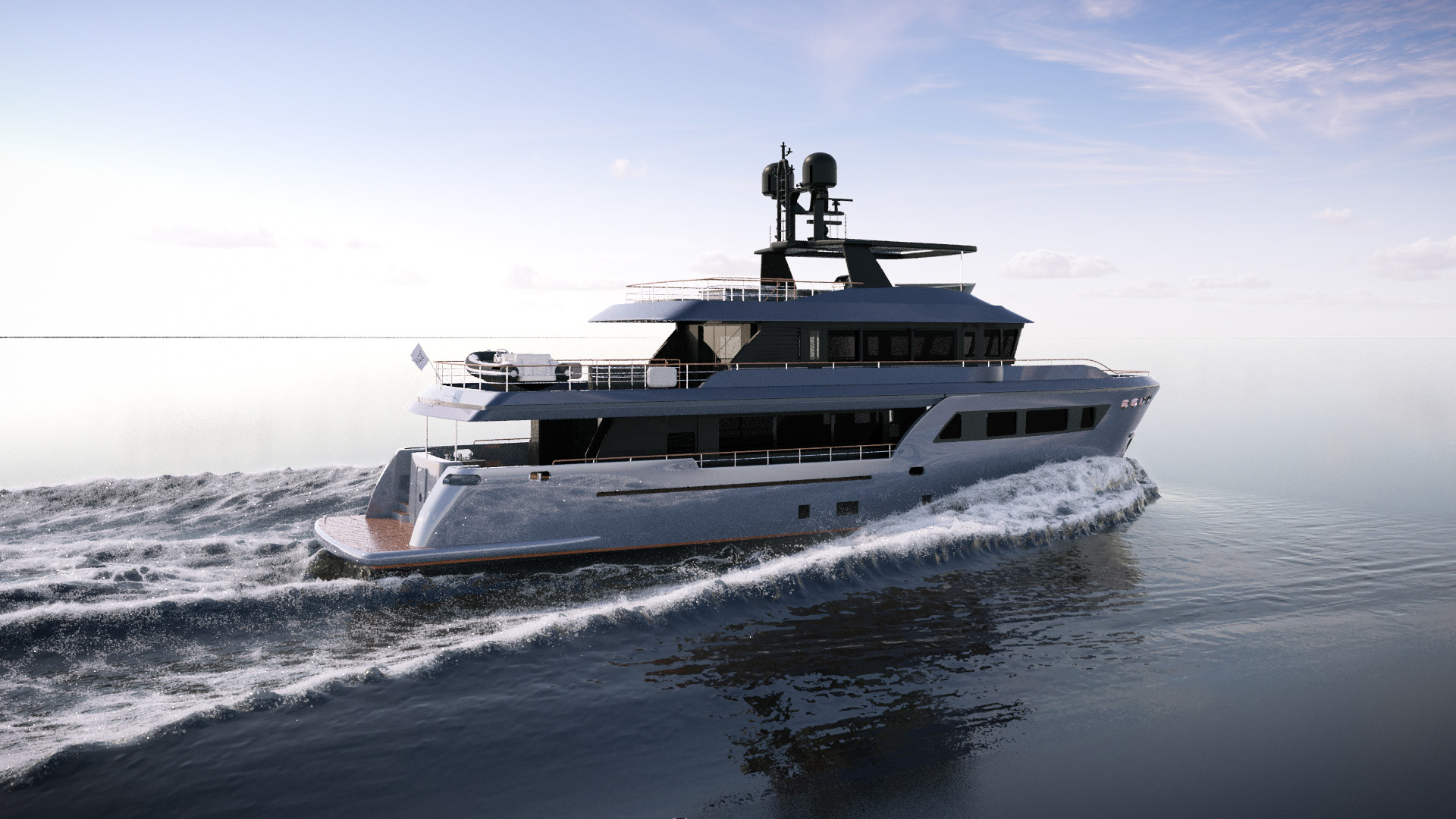 31m motor yacht HAZE II – a CdM Darwin 102 – moves to outfitting