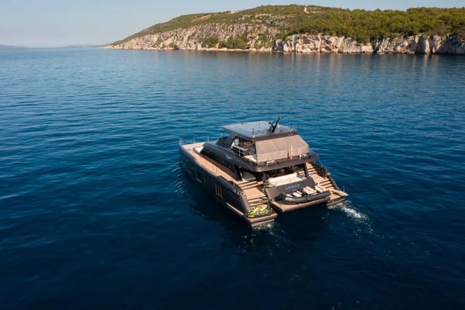 Eye-catching motor catamaran AMBER ONE available for charter in Croatia