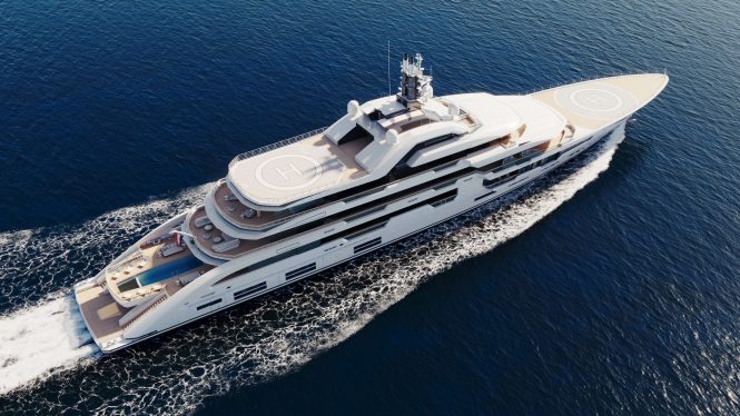 120m Amels custom superyacht PROJECT TANSANITE shows off her renderings for the first time