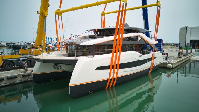Hybrid 28m motor catamaran ATALI launched by Wider Yachts