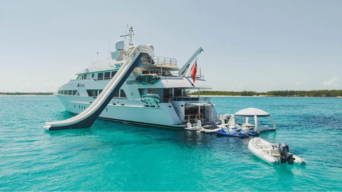 Save 15% aboard the 144’ charter yacht ALTA in the idyllic Bahamas