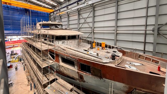 44m superyacht ORION ONE reaches a construction milestone
