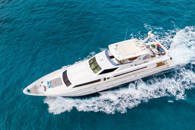 Classic 35m motor yacht BRANDI WINE available for charter in the Bahamas