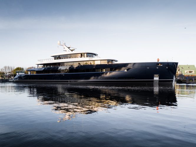 76m superyacht ONE leaves the Feadship yard at Kaag