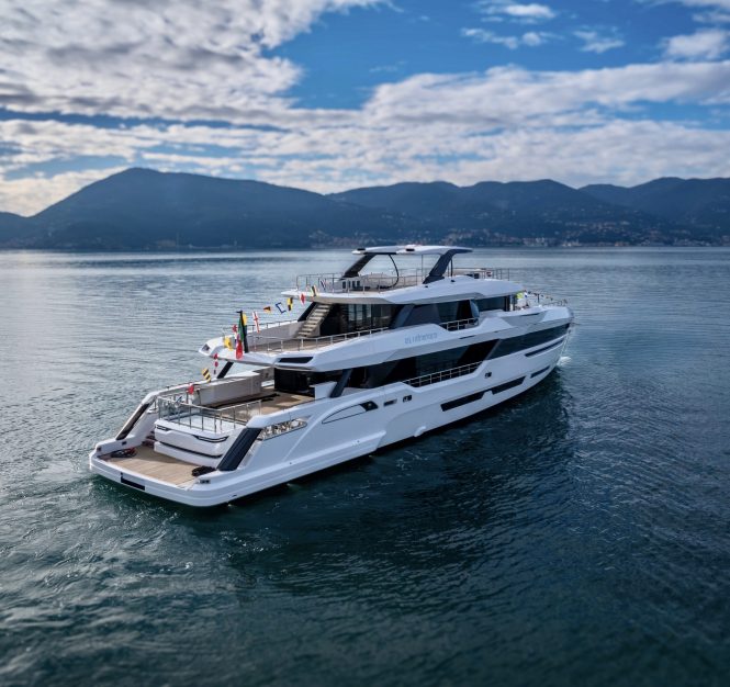 Baglietto launch 41m superyacht DOM 133 L’INSTANT: the first hybrid in the range and the first launch of 2025