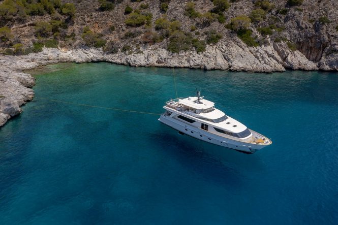 Luxury yacht charter special offer on board 28m motor yacht ELYSIUM in Greece