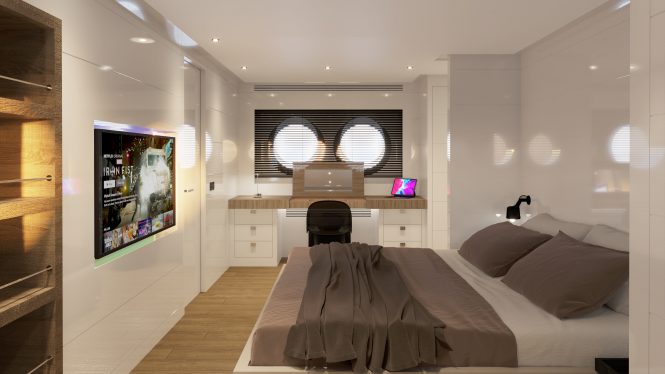 Luxury yacht CARMEN master suite renderings