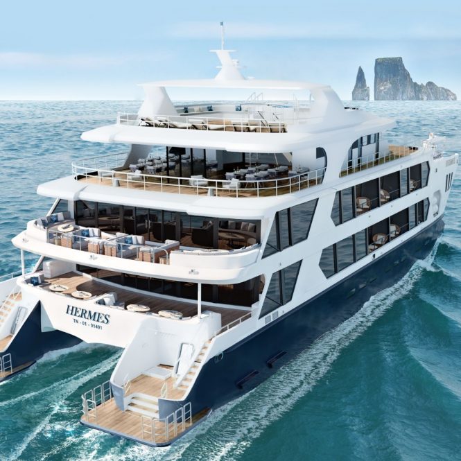 Ultra-luxury catamaran HERMES launches this week ready for charters in the Galápagos