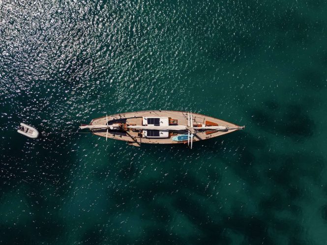 Classic sailing yacht GAEL I sets sail in the Western Mediterranean