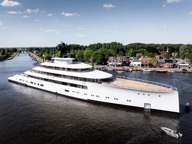 100m superyacht FEADSHIP 824 launched from Kaag in the Netherlands