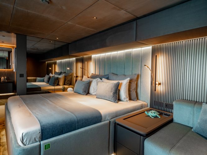 Guest suite on board luxury yacht SHADES OF GREY