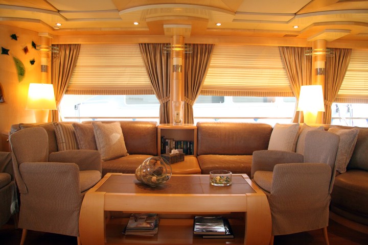 Main saloon coffee table and comfortable sofa with armchairs