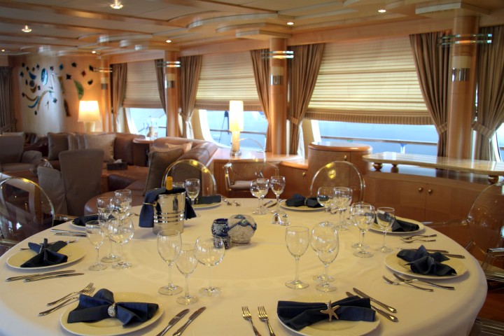 Dining room set up for formal dinner or lunch