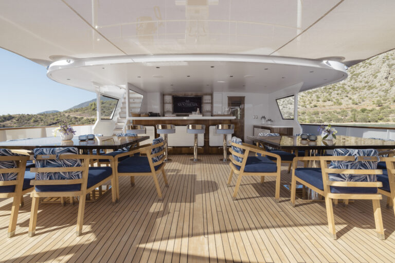 Bridge deck dining tables
