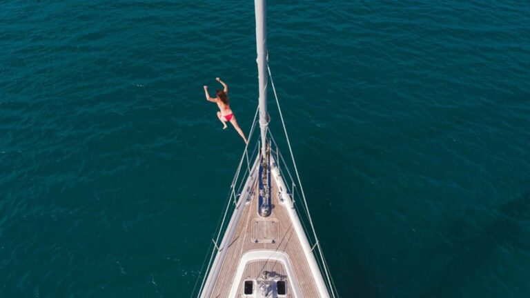 Aerial view of the foredeck