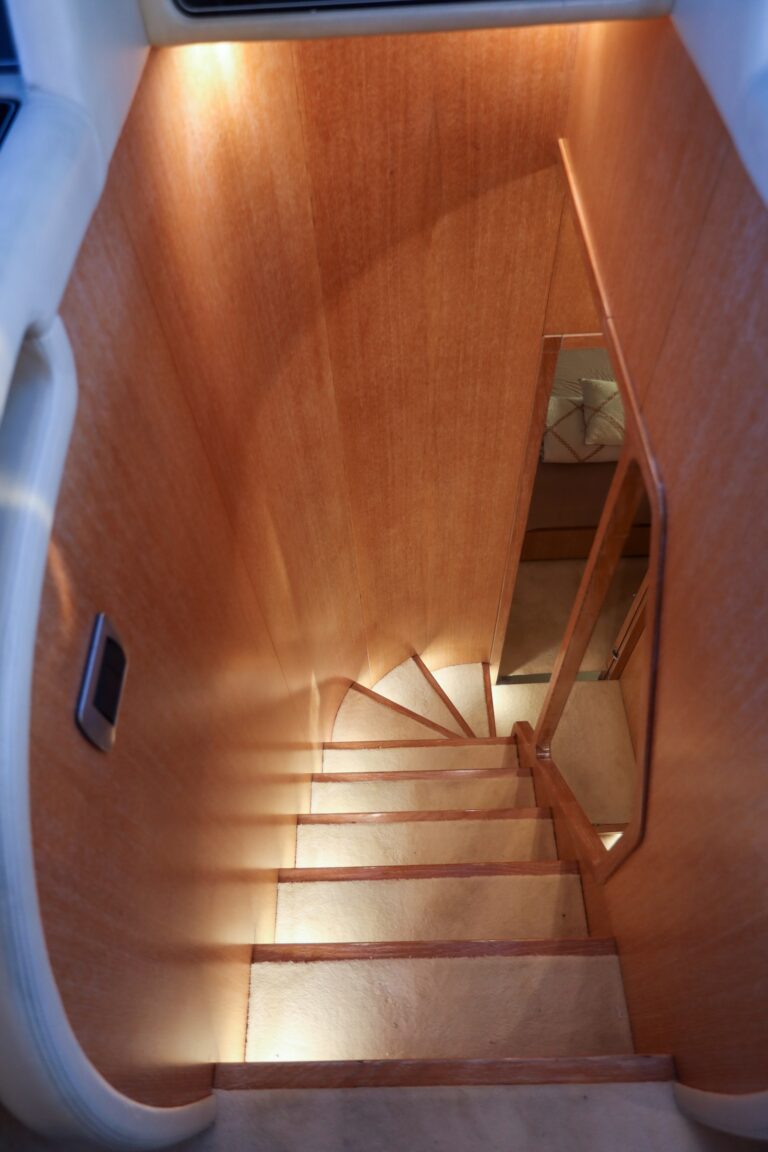 Steps to the lower deck