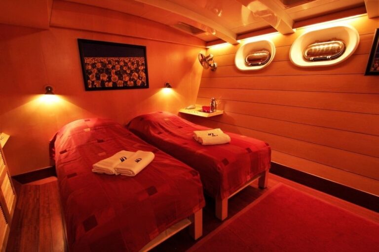 Twin Bed Guest's Stateroom Aboard Yacht DOUCE FRANCE