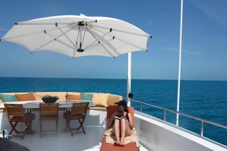 Sun Deck Umbrella On Yacht AT LAST