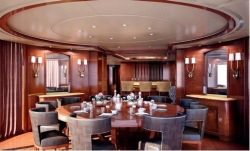 Sky-lounge Deck Enclosed Eating/dining: Yacht CHECKMATE's Artist Rendering Captured