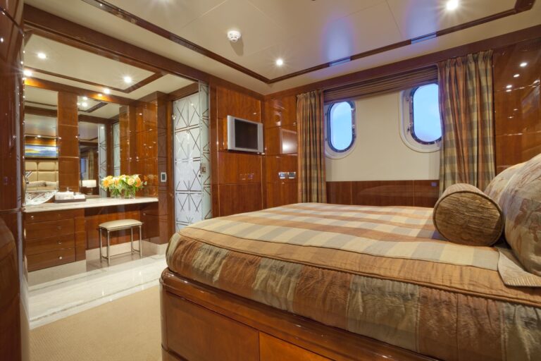 Bath Doors Open: Yacht COCO VIENTE's Cabin Pictured