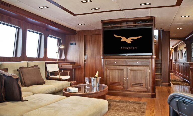 Screening: Yacht AIGLON's Premier Saloon Pictured