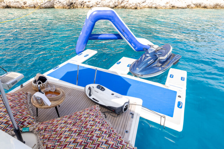 Beach club and water toy set up