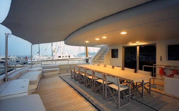 Night Time: Yacht MARIU's Outdoor Eating/dining Pictured