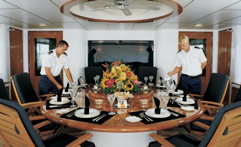 Premier Deck: Yacht PASSION's Outdoor Eating/dining Pictured