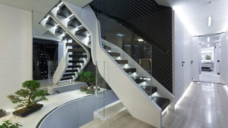 zen garden with a staircase