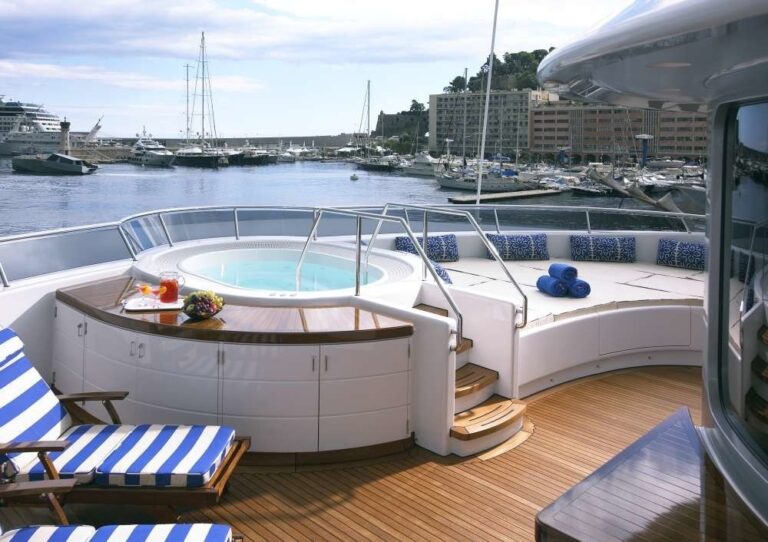 Sunshine Lounging: Yacht BLUE MOON's Jacuzzi Pool Pictured